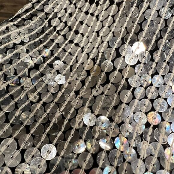 J. L. B. Women's Vintage Silver Sequin Silk Blouse Size M - Picture 5 of 6